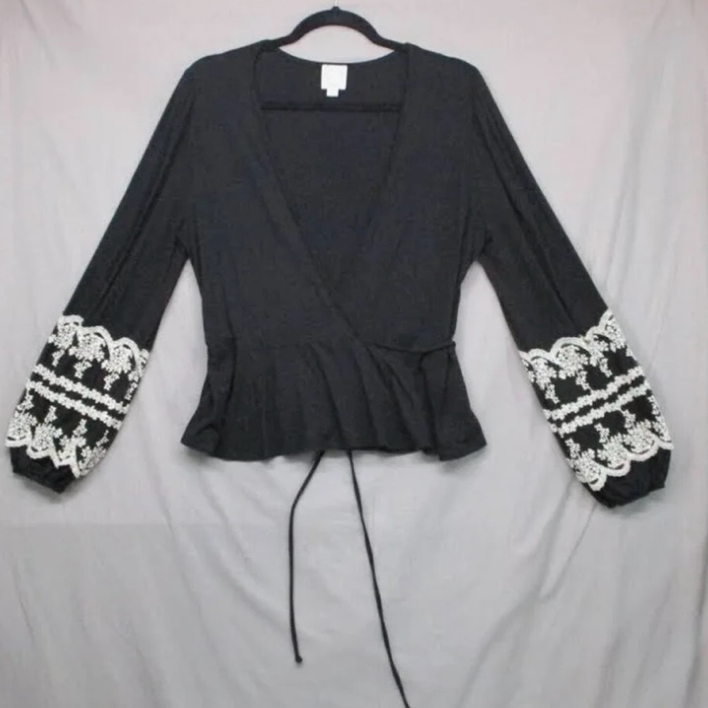 Blue Rain Black Top with White Details